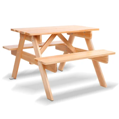 Keezi Kids Wooden Outdoor Picnic Set - Sturdy Fir Wood, Seats 4, Non-Toxic Finish, Indoor/Outdoor Use, Ages 3-8