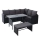 Gardeon 9-Seater Outdoor Dining Set with Black PE Wicker, Steel Frame, Tempered Glass Table, Cushions, and Storage Cover
