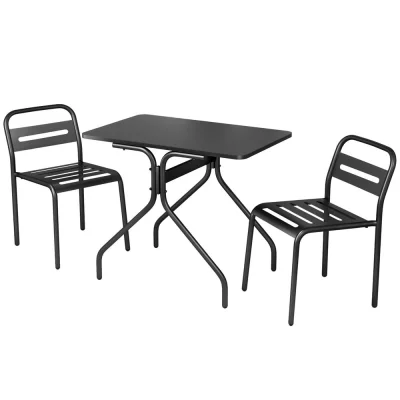 Gardeon 3PC Outdoor Bistro Set: Steel Patio Furniture with Black Powder Finish, Weather-Resistant, Easy Assembly