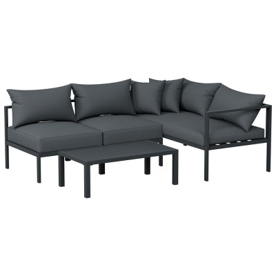 Gardeon 4-Seater Aluminium Patio Sofa Set, Charcoal – Weather-Resistant, Easy Assembly, Outdoor Furniture, 4PC