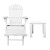 Gardeon 3PC Adirondack Outdoor Lounge Set - White, Hemlock Wood, Foldable, with Ottoman & Table, Eco-Friendly Paint
