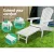 Gardeon 3PC Adirondack Outdoor Lounge Set - White, Hemlock Wood, Foldable, with Ottoman & Table, Eco-Friendly Paint