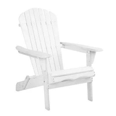 Gardeon Adirondack Foldable Outdoor Chair, Eco-Friendly Hemlock Wood, Wide Armrests, High Back, 87x74.5x87cm, White