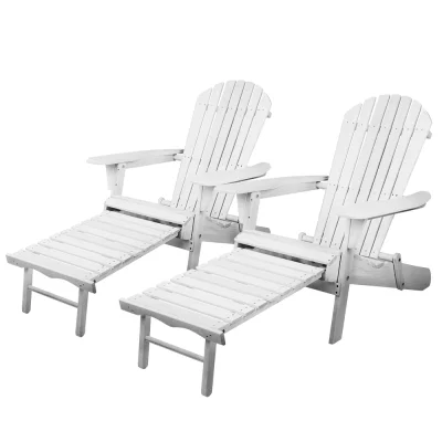 Gardeon 2PC Adirondack Outdoor Chairs - Foldable Hemlock Wood Sun Lounge with Footstool, 150kg Capacity, Patio Furniture Gardeon 2PC Adirondack Outdoor Chairs - Foldable Hemlock Wood Sun Lounge with Footstool, 150kg Capacity, Patio Furniture
