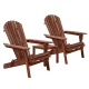 Gardeon 3PC Adirondack Set: Foldable Fir Wood Chairs & Table, Eco-Friendly Brown Finish, High Back, Wide Armrests