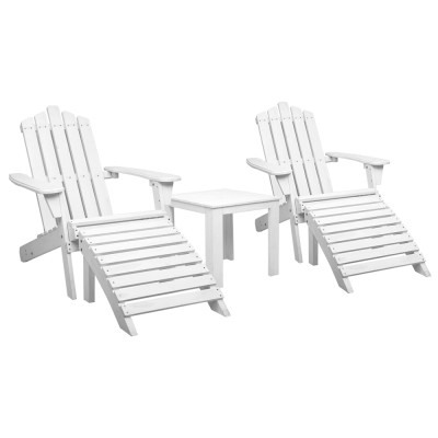 Gardeon 5PC White Adirondack Patio Set: Fir Wood Chairs, Table & Footstools - UV-Resistant, Eco-Friendly, Easy Assembly