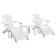 Gardeon 5PC White Adirondack Patio Set: Fir Wood Chairs, Table & Footstools - UV-Resistant, Eco-Friendly, Easy Assembly