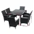 Gardeon 7-Piece Outdoor Dining Set, Black PE Wicker & Aluminium, Includes 6 Chairs with Cushions & Tempered Glass Table