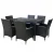 Gardeon 7-Piece Outdoor Dining Set, Black PE Wicker & Aluminium, Includes 6 Chairs with Cushions & Tempered Glass Table