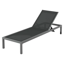 Gardeon Sun Lounge: Weather-Resistant Aluminium Folding Beach Chair with Wheels, 5-Position Adjustable, Dark Grey