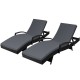 Gardeon 2PC Sun Lounge Wicker Outdoor Beach Chair - Black, Adjustable Backrest, UV & Water-Resistant, 190x70cm
