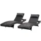 Gardeon 2PC Sun Lounge Set - Black Wicker, Adjustable Backrest, UV-Resistant, 13cm Headrest, Aluminium Frame, 190cm