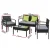 Gardeon Outdoor Wicker Sofa Set: 4-Seater, UV-Resistant, Lime Green Cushions, Glass Table, Bonus Beige Covers