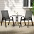 Gardeon 3PC Outdoor Bistro Set - Stackable Chairs & Tempered Glass Table, Weather-Resistant, Steel Frame, Black