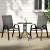 Gardeon 3PC Outdoor Bistro Set - Stackable Chairs & Tempered Glass Table, Weather-Resistant, Steel Frame, Black