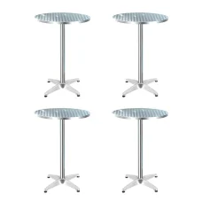 Gardeon Set of 4 Adjustable Outdoor Bar Tables - Stainless Steel Top, Aluminium Base, 70/110cm Heights, Foldable Design