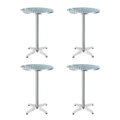 Gardeon Set of 4 Adjustable Outdoor Bar Tables - Stainless Steel Top, Aluminium Base, 70/110cm Heights, Foldable Design