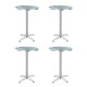 Gardeon Set of 4 Adjustable Outdoor Bar Tables - Stainless Steel Top, Aluminium Base, 70/110cm Heights, Foldable Design