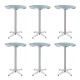 Gardeon Set of 6 Outdoor Bar Tables: Adjustable 70/110CM, Stainless Steel Top, Foldable & Portable, Modern Silver Finish