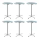 Gardeon Set of 6 Outdoor Bar Tables: Adjustable 70/110CM, Stainless Steel Top, Foldable & Portable, Modern Silver Finish