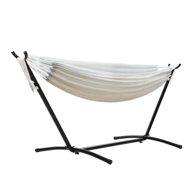 Gardeon Hammock Bed with Stand - Single Cotton, Adjustable Height, Durable Steel Frame, Indoor/Outdoor Use, Cream