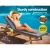 Gardeon Wooden Sun Lounge with Adjustable Backrest, Wheels, Grey Cushion, Fir Wood Frame, 195x68x89cm, Outdoor Day Bed