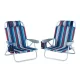 Gardeon Outdoor Beach Chairs Set of 2, Steel Frame, 5-Position Recline, Backpack Cooler, Blue Stripe, 150kg Capacity
