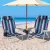 Gardeon Outdoor Beach Chairs Set of 2, Steel Frame, 5-Position Recline, Backpack Cooler, Blue Stripe, 150kg Capacity