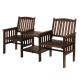 Gardeon Charcoal Fir Wood Outdoor Garden Bench Loveseat - 2-Seater with Table, Parasol Hole, Weather-Resistant, 165cm