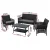 Gardeon 4PCS Black Outdoor Sofa Set - Wicker Harp Design, Steel Frame, Tempered Glass Table, Cushions & Storage Cover Gardeon 4PCS Black Outdoor Sofa Set - Wicker Harp Design, Steel Frame, Tempered Glass Table, Cushions & Storage Cover