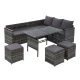 Gardeon 9-Seater Outdoor Dining Sofa Set - Mixed Grey Wicker, Steel Frame, UV & Weather Resistant, Cushioned Comfort