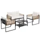 Gardeon 4-Piece Outdoor Sofa Set with Rattan Weave, Cushions, and Glass Table - UV-Resistant, Perfect for Patio & Garden