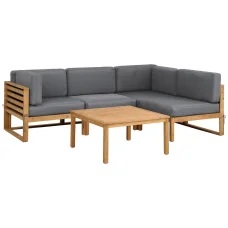 Gardeon 4-Piece Outdoor Sofa Set Wooden Lounge Setting, Water-Resistant Cushions, Seats 4, Natural Finish