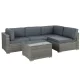 Gardeon 5-Piece Grey Wicker Outdoor Sofa Set, 4-Seater with Cushions, UV & Water-Resistant for All-Season Use