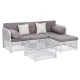 Gardeon 4 Seater Outdoor Sofa Set 5 Piece Patio Lounge, PE Rattan, Cushions, Table, White/Grey, All Weather