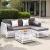 Gardeon 4 Seater Outdoor Sofa Set 5 Piece Patio Lounge, PE Rattan, Cushions, Table, White/Grey, All Weather