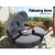 Gardeon Black Wicker Sun Lounge Day Bed with Folding Canopy & Cushions, UV-Resistant, 168x180x145cm, 1-Year Warranty
