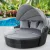 Gardeon Black Wicker Sun Lounge Day Bed with Folding Canopy & Cushions, UV-Resistant, 168x180x145cm, 1-Year Warranty