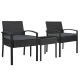 Gardeon 3PC Patio Bistro Set - Black PE Wicker, Steel Frame, Tempered Glass Table, Weather-Resistant Cushions Included