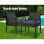 Gardeon 3PC Patio Bistro Set - Black PE Wicker, Steel Frame, Tempered Glass Table, Weather-Resistant Cushions Included