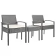 Gardeon 3PC Patio Furniture Bistro Set - Grey Wicker Outdoor Lounge with Cushions & Tempered Glass Table, UV-Resistant