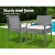 Gardeon 3PC Patio Furniture Bistro Set - Grey Wicker Outdoor Lounge with Cushions & Tempered Glass Table, UV-Resistant