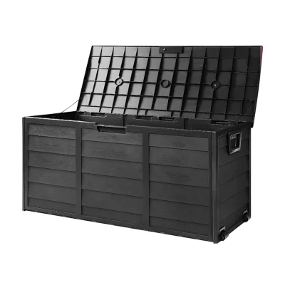 Gardeon 290L Outdoor Storage Box - Weather-Resistant, Lockable, Easy Assembly, Black - Garden Deck Shed Organiser