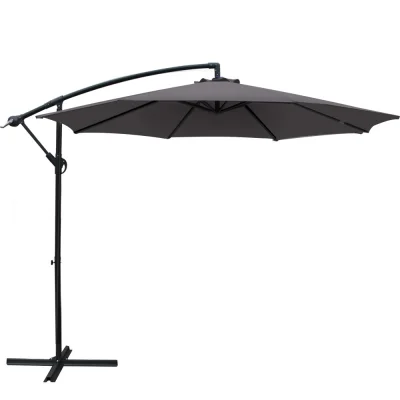Instahut 3m Charcoal Cantilever Outdoor Umbrella - UV50+ Water-Resistant Polyester, Steel Frame, Garden & Patio Shade