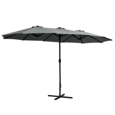 Instahut 4.57m Charcoal Outdoor Umbrella, UV50+ Water-Resistant Polyester, Steel Frame, Dodecagon Canopy, Tilt Feature