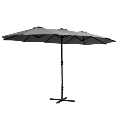 Instahut 4.57m Charcoal Outdoor Umbrella, UV50+ Water-Resistant Polyester, Steel Frame, Dodecagon Canopy, Tilt Feature