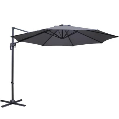 Instahut 3m Outdoor Cantilever Umbrella - Charcoal, UV50+ Polyester, 360° Tilt, Aluminium Frame, Side Post Design
