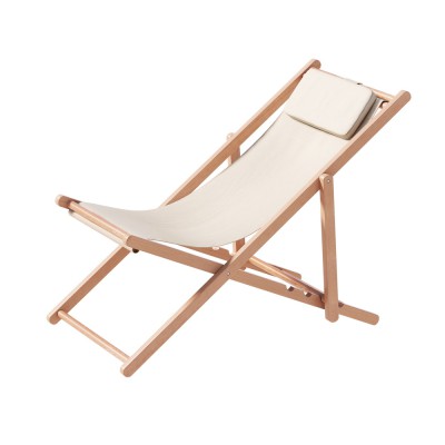 Gardeon Wooden Sun Lounge Outdoor Deck Chair - Adjustable Poplar Frame, 600D Fabric, Beige, 120kg Capacity, Portable
