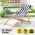 Gardeon Wooden Sun Lounge Deck Chair - Adjustable Poplar Frame, Blue/White Stripe, 4 Positions, Portable, 120kg Capacity