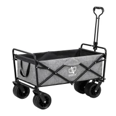 Gardeon Garden Cart with Cargo Net, Steel & 600D Polyester, Grey, 90x57x74-99cm, Multipurpose Trolley for Outdoor Use